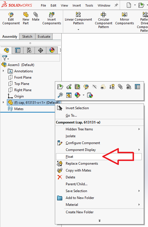 Why can't I move the first component inserted in my Assembly ...