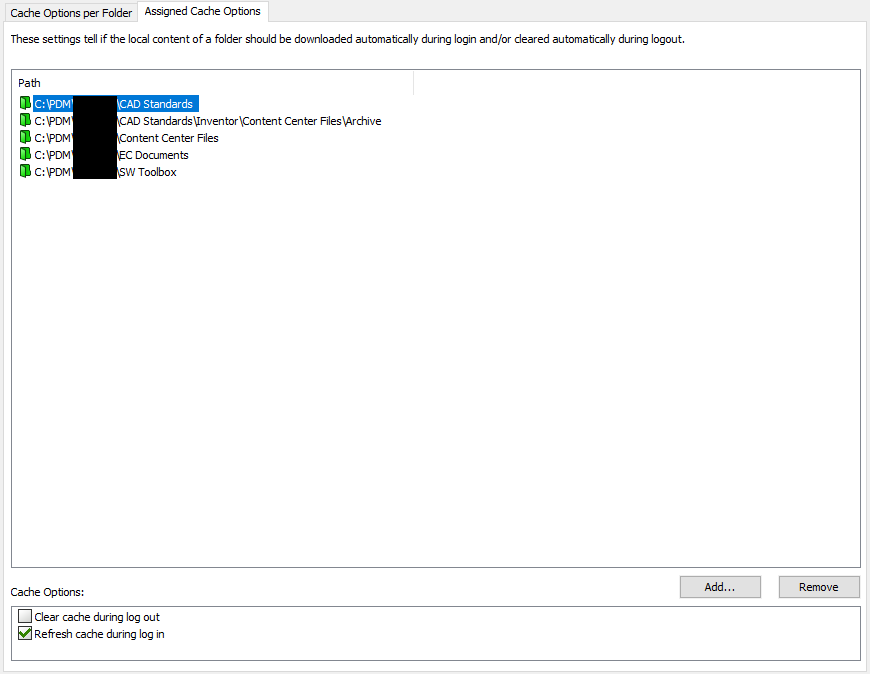 Folder Cache options - SolidWorks PDM - CADmunity
